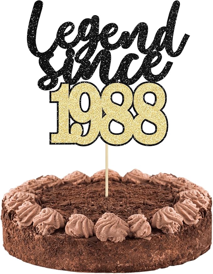 gyufise 1 件 legend since 1988 蛋糕顶饰闪光 35 岁生日快乐蛋糕