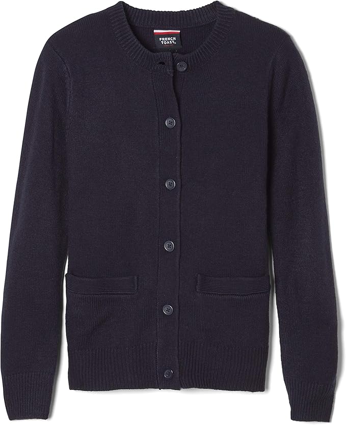 french toast 女童防起球圆领开衫毛衣