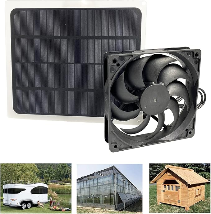 s-snail-oo 太阳能板风扇迷你通风器 10w 温室通风设备 适用于狗鸡房
