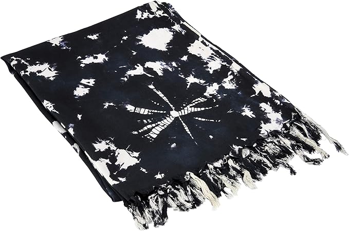 黑白扎染披肩/围裙/围裙(177.8 厘米 x 109.22 厘米)