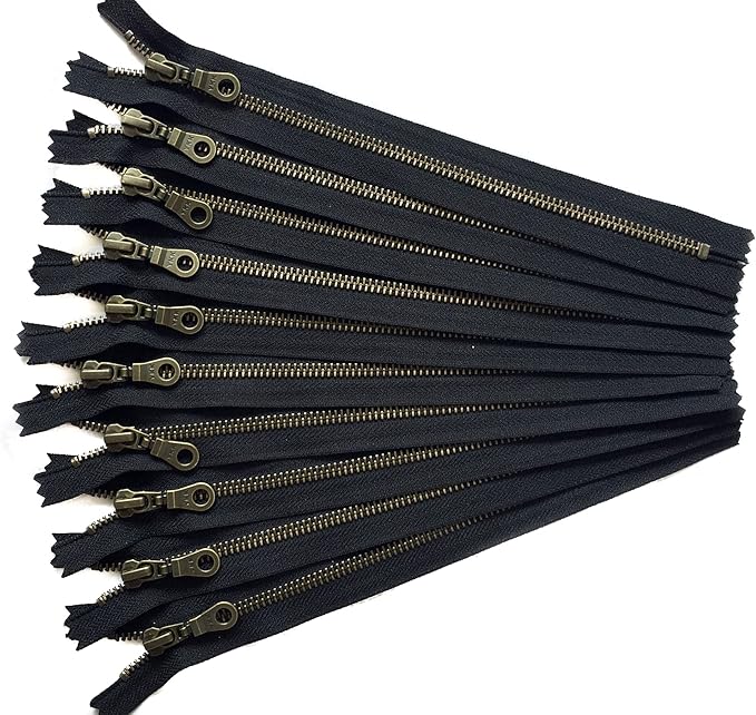 ykk 古铜色金属拉链带甜圈拉手 25.4 cm 数字 12.