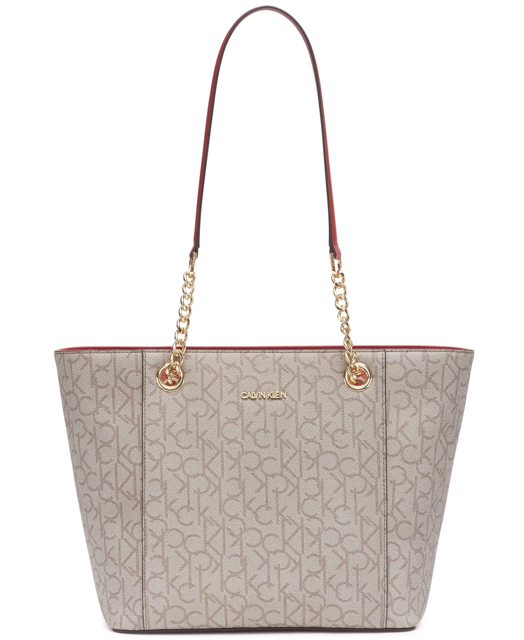 Calvin Klein Women's Hayden Signature East/West Top zipper chain tote