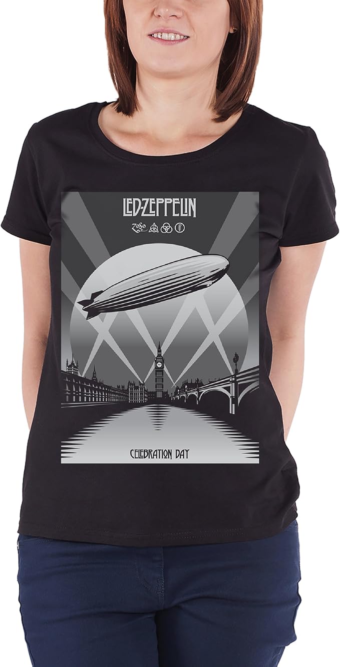 led zeppelin 女式 b/w borderless 短袖 t 恤