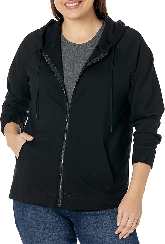 anne klein 女士 plus serenity 针织前拉链插肩袖连帽衫