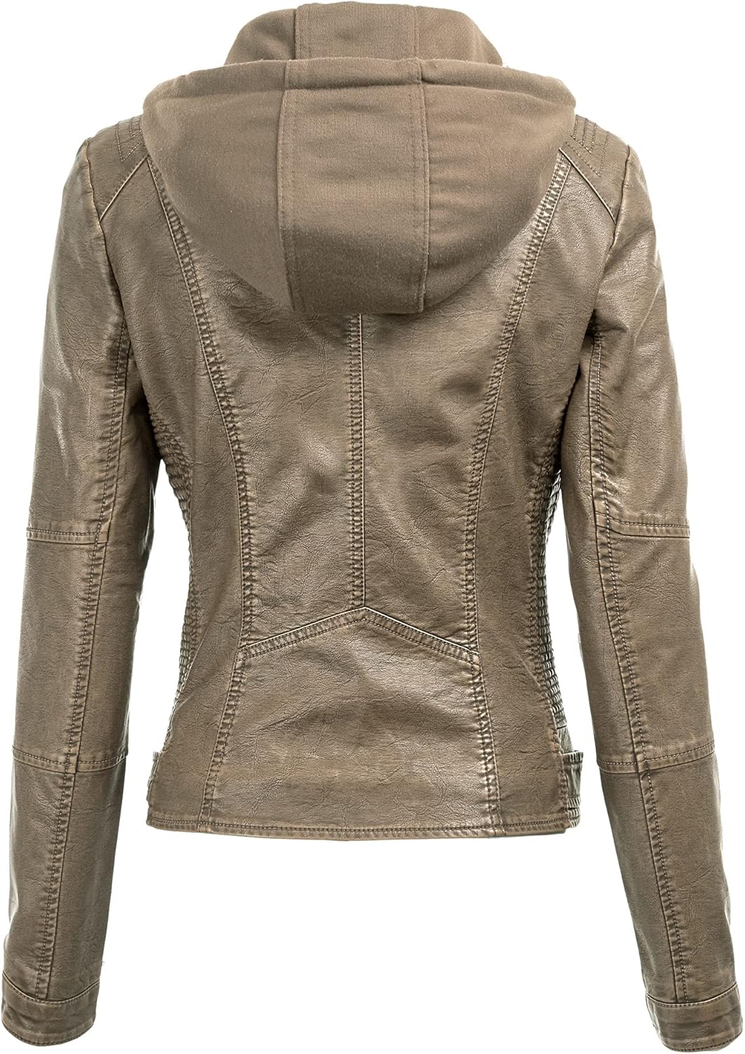 lock and love womens hooded faux leather moto biker jacket (xs