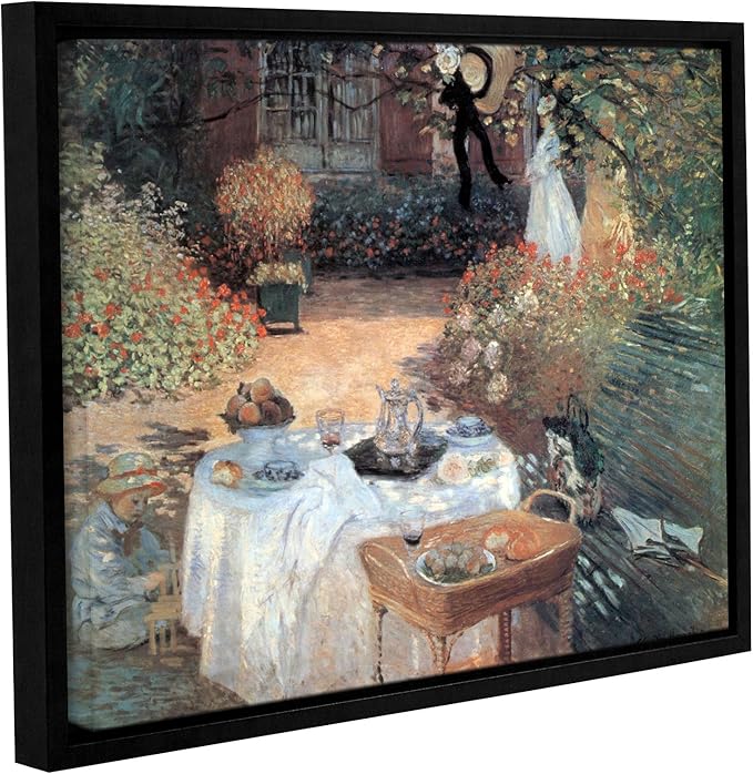 artwall 克劳德·莫奈的花园野餐馆包边浮标加框油画 36x48 0mon039a