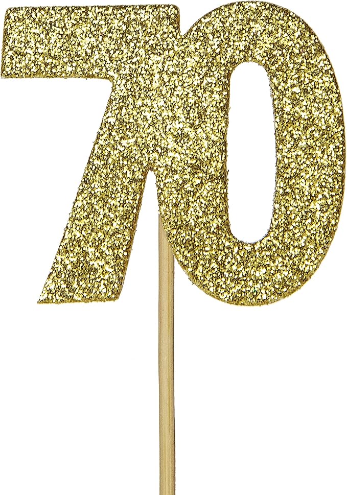 creative party j067 金色闪光数字 70 纸杯蛋糕装饰-12 件