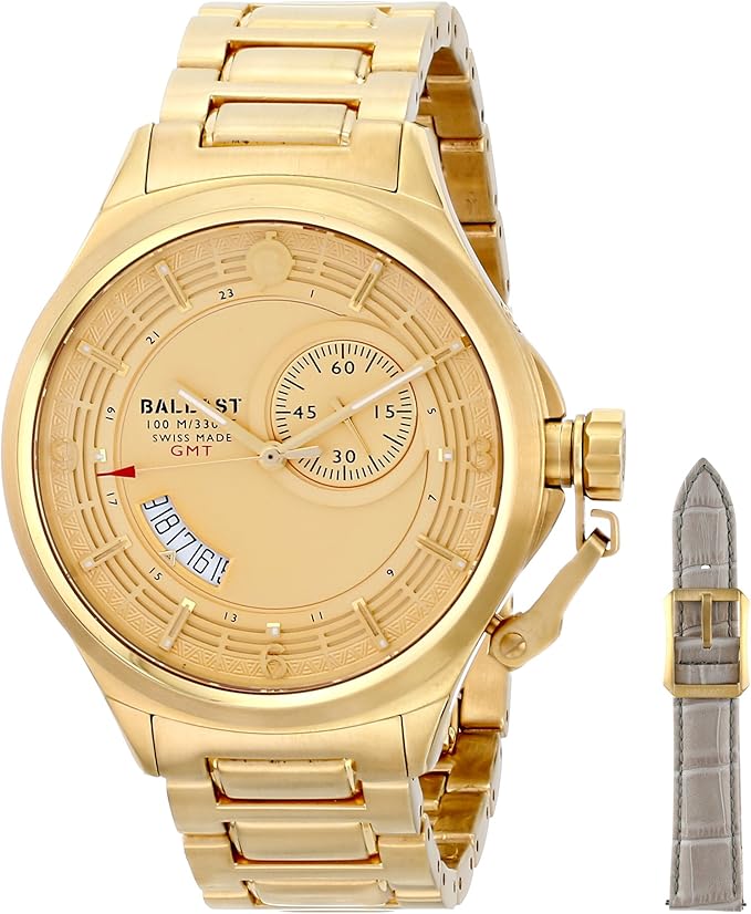 ballast 男式 bl-3126-55 trafalgar dress 模拟显示瑞士石英金手表