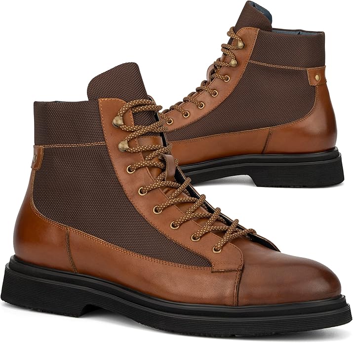 thundra 男式时尚手工休闲牛津鞋 derby chukka 双色皮革系带及踝高帮