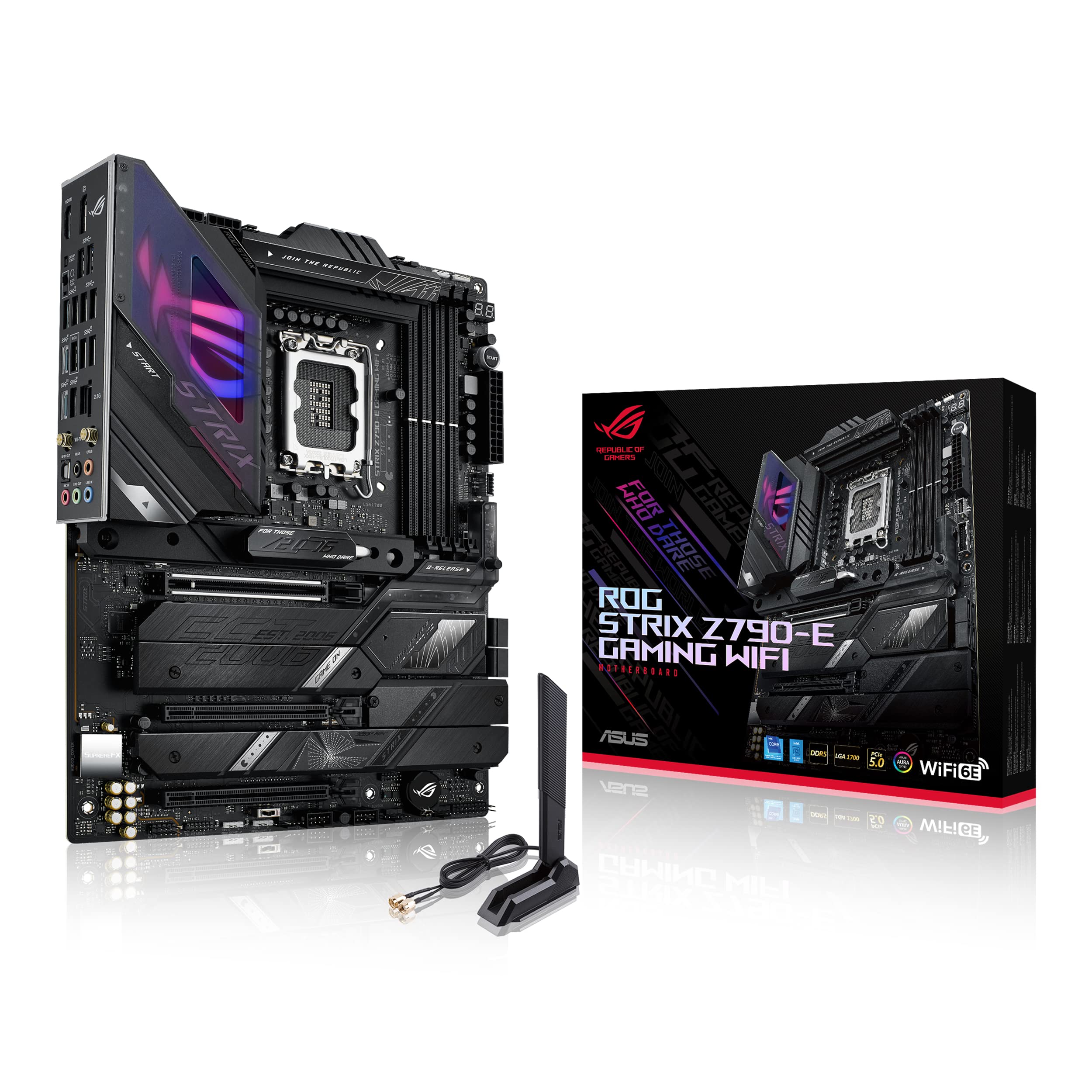 ASUS ASUS ROG Strix Z790-E Gaming WIFI motherboard slot Intel LGA1700 (ATX DDR5 memory 5 x M.2 PCIe 5.0 WiFi 6E AI) Overclocking Aura Sync)