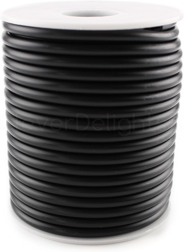 cleverdelights 黑色空心橡胶管 - 40 英尺 - 1/8