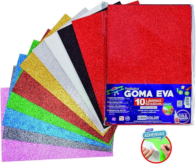 criscolor 411522 eva glitter 60 x 40 厘米 贴纸,多色,10种颜色