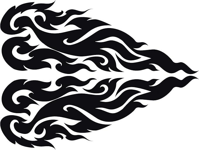 cushystore 2x 黑色部落风火焰点燃复古贴花贴纸摩托车汽车油箱挡泥板