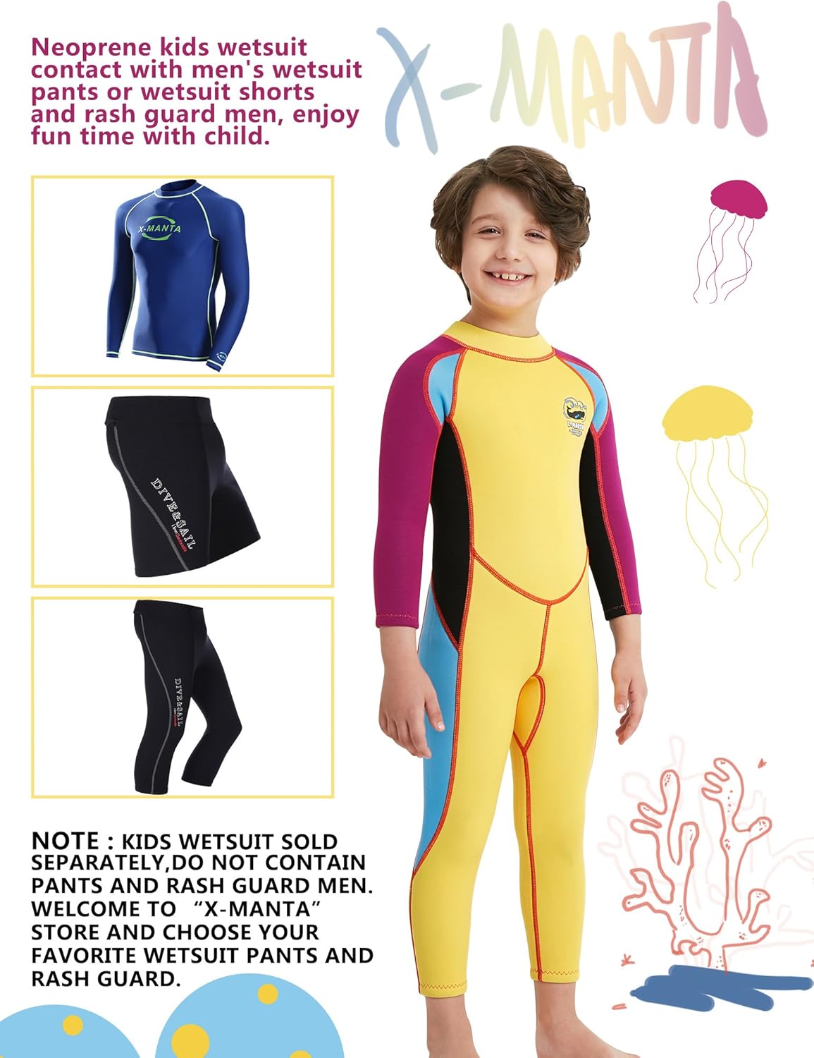 Dive Sail 儿童潜水服2 5mm 氯丁橡胶保暖潜水游泳canoeing Uv 防护黄色xx L 亚马逊中国 运动户外休闲