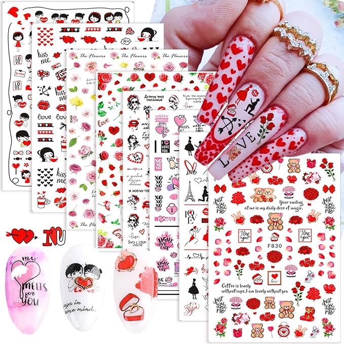 美甲贴纸 3d 自粘玫瑰心形爱心*贴纸丘比特箭头天使*设计心形*贴花