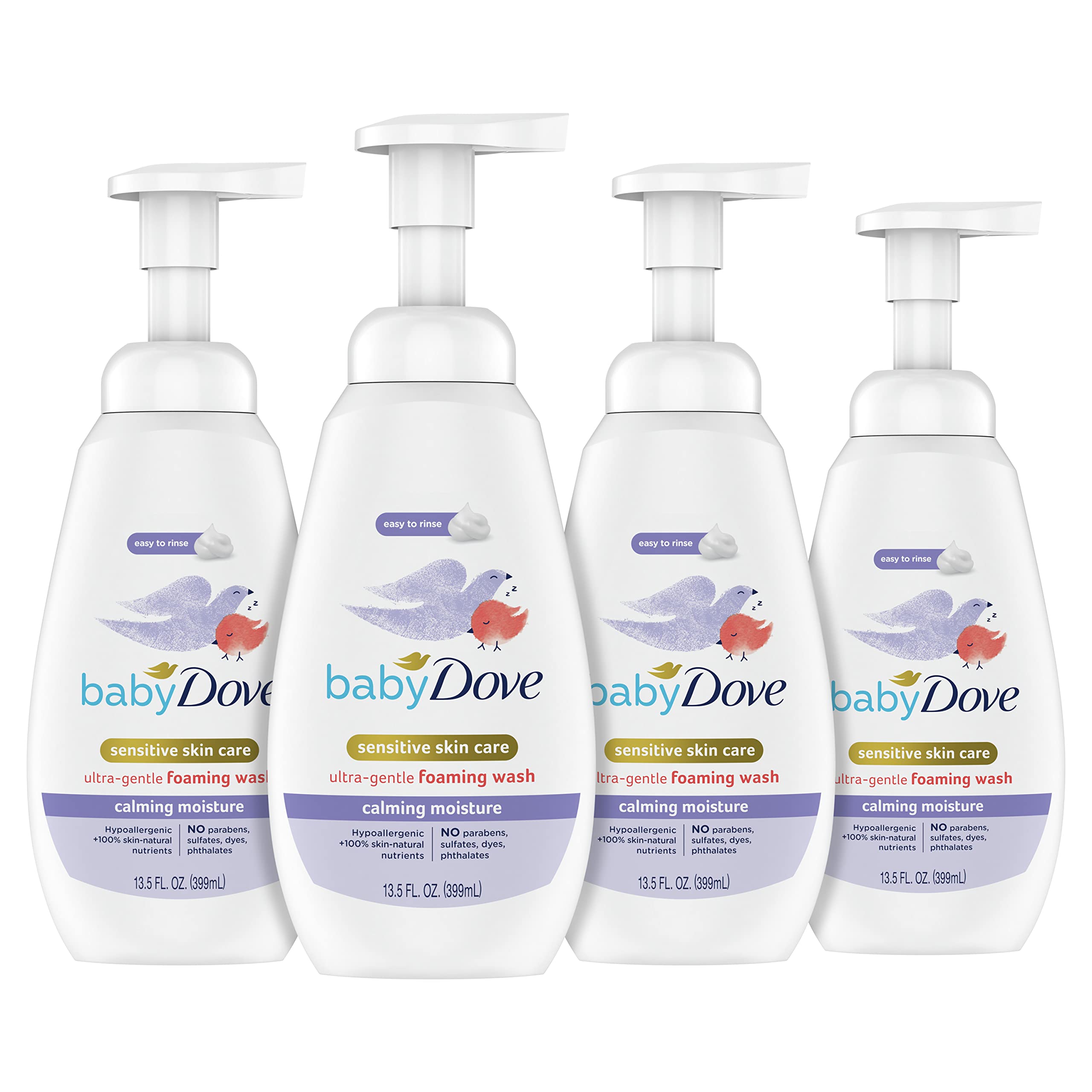 Baby Dove Foam Cleanser 4 packs, Super gentle for delicate skin,13.5 fl oz.