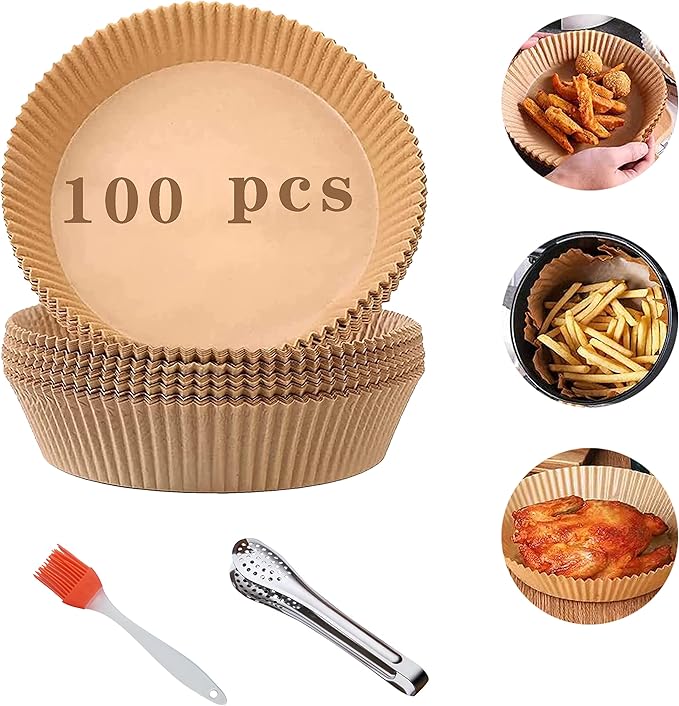 空气炸锅一次性纸衬里,一次性空气炸纸,防水,食品级羊皮纸烘焙微波炉