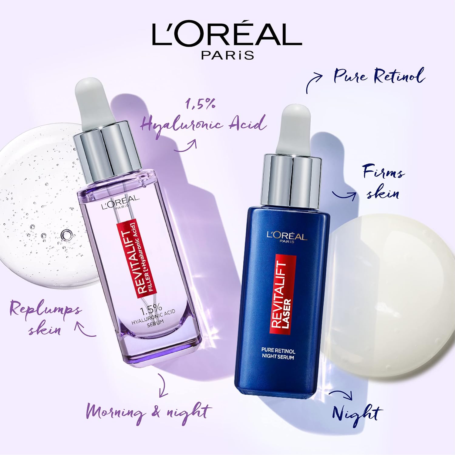 L'Oréal Paris 巴黎欧莱雅 Revitalift 玻尿酸精华液 & 纯视黄醇抗皱夜间精华礼盒套装 177元（可3件92折） 值值值-买手聚集的地方