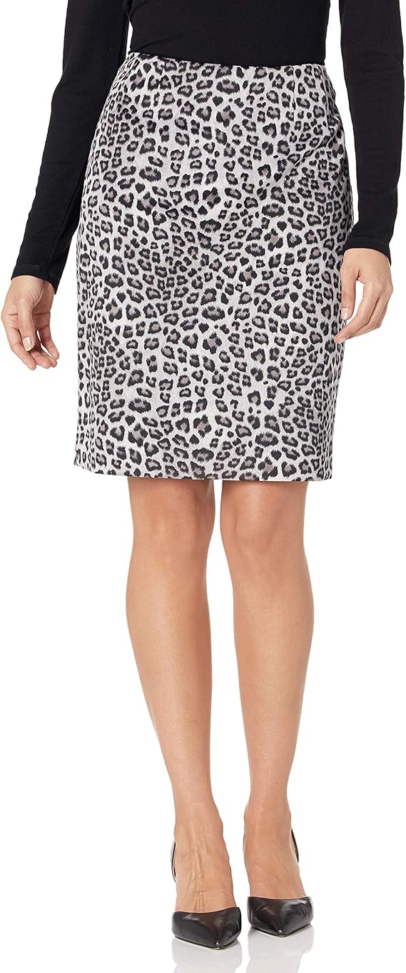 kasper 女式娇小豹纹印花潜水绉纱裙