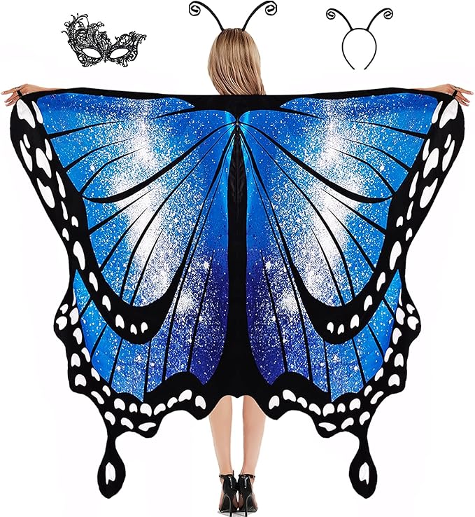 蝴蝶翅膀 女式 女孩 儿童 万圣节服装 蝴蝶披肩 仙女 斗篷 nymph