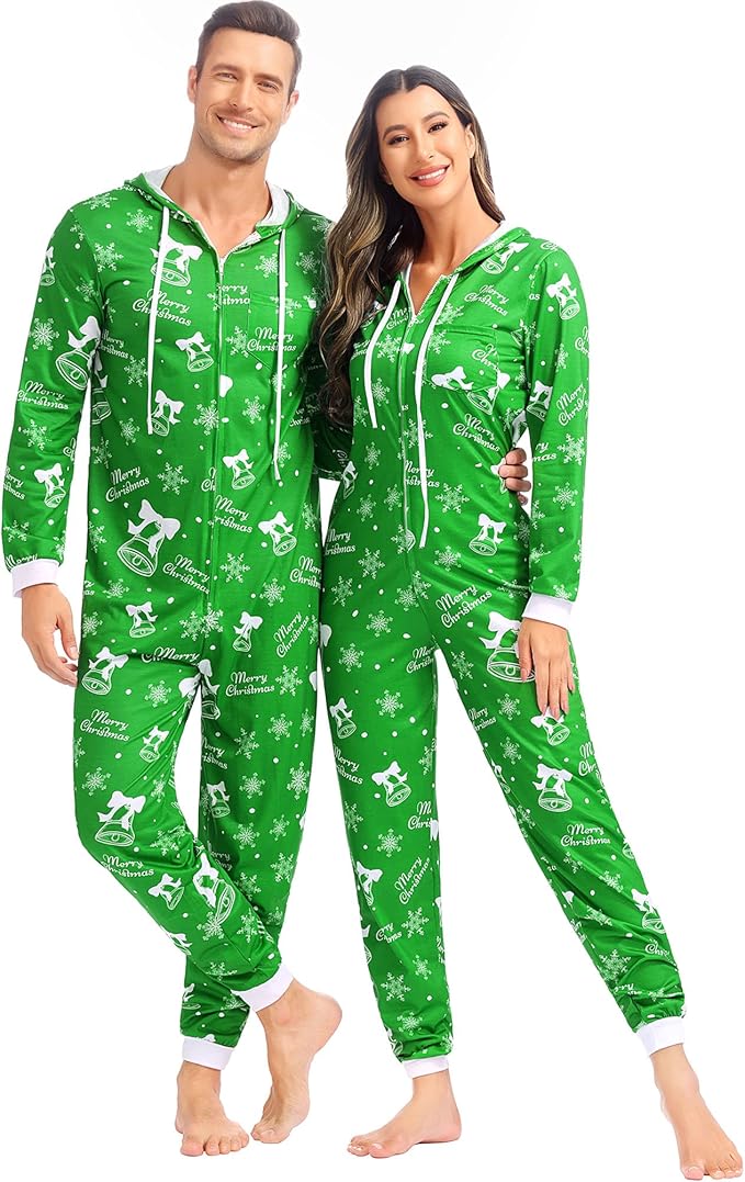 glabeko 女式圣诞连体衣睡衣成人配套家庭圣诞睡衣一件式圣诞睡衣情侣