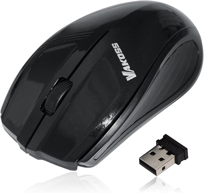 vakoss 无线光电鼠标 黑色 1200 dpi 无线接收器,适用于电脑,笔记本