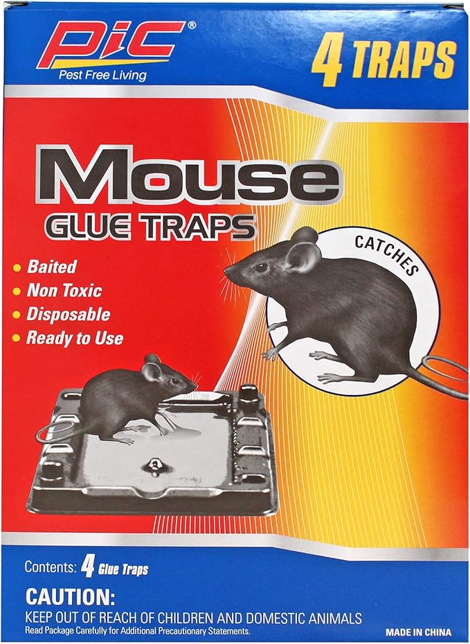 pic baited mouse 胶水陷阱(8 只装)粘性鼠标陷阱用于诱人控制,老鼠