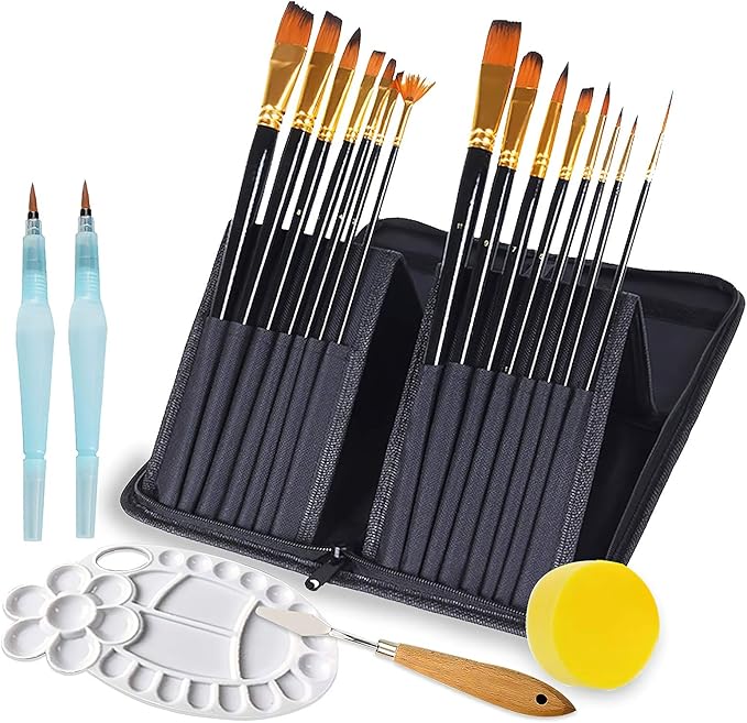 lasten 21 件画笔套装,专业画笔尼龙美发艺术家亚克力画笔,适用于