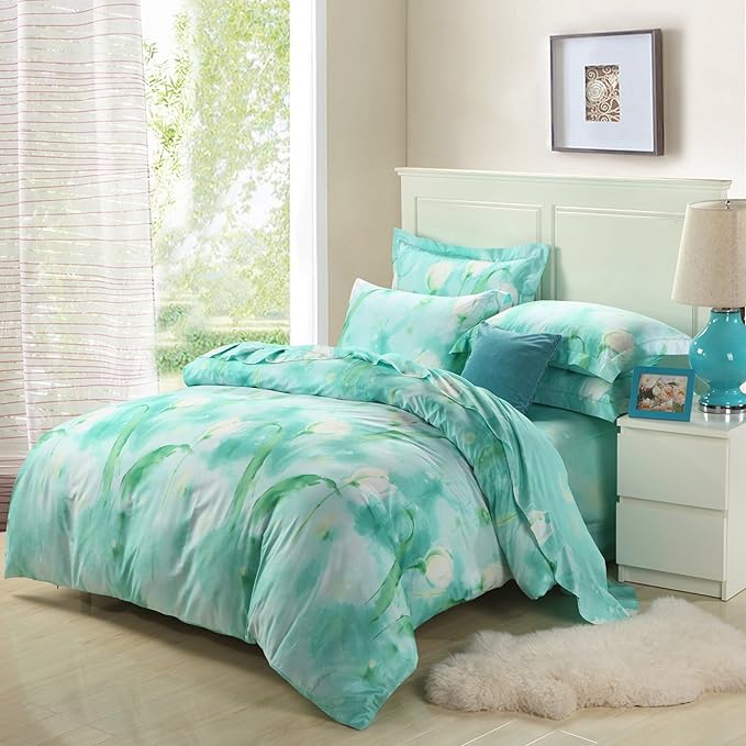 suman 苏缦 家纺活性全棉印花双人床品四件套 碧玉凝香200*230(1.