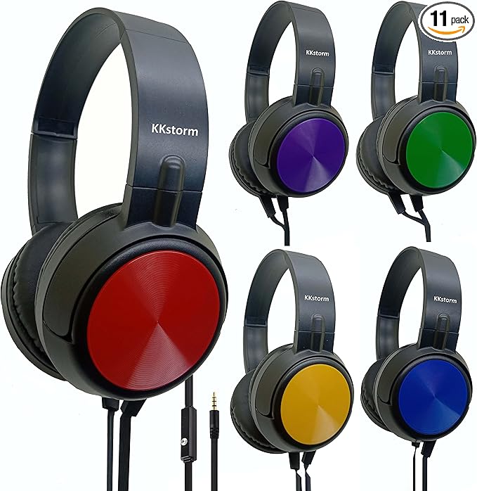 kkstorm 儿童有线学校耳机轻质麦克风:客户服务耳机带麦克风耳机,适合