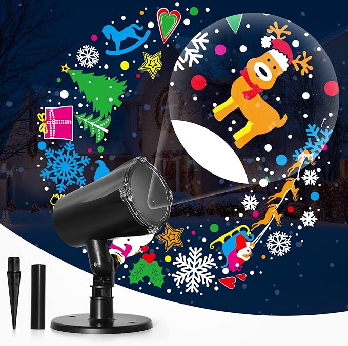 圣诞投影灯户外,3d 防水 led 灯投影仪,360° 自动旋转,适用于室内