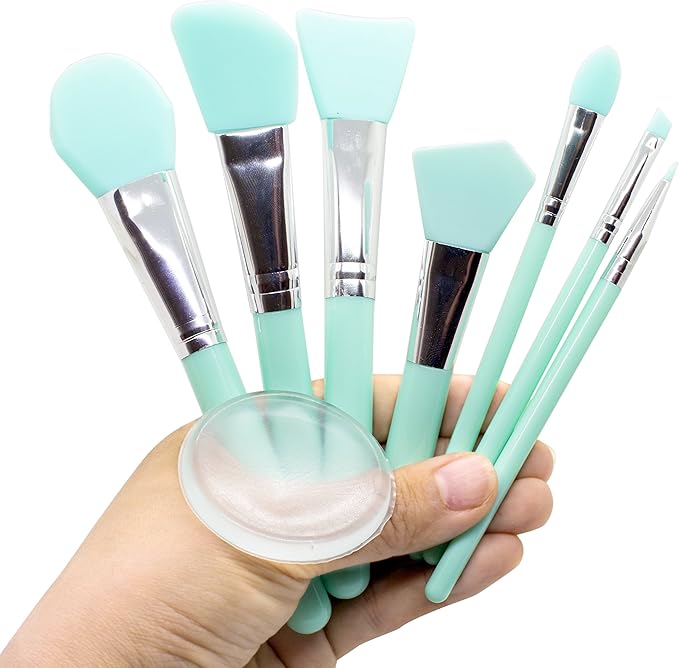 jjmg 8 件套透明硅胶化妆刷化妆刷 适用于眼部腮红唇 bb cc 霜粉底