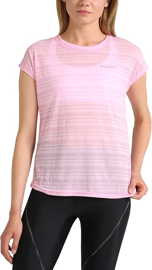 ultrasport endurance t 恤女式紧身衣 - 圆领上衣 - 条纹图案由薄荷