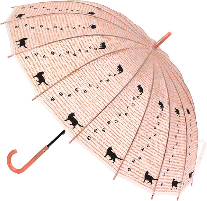 attain 塑料伞 猫咪图案 粉色 伞骨55厘米 poe 面料 16根伞骨伞 2959