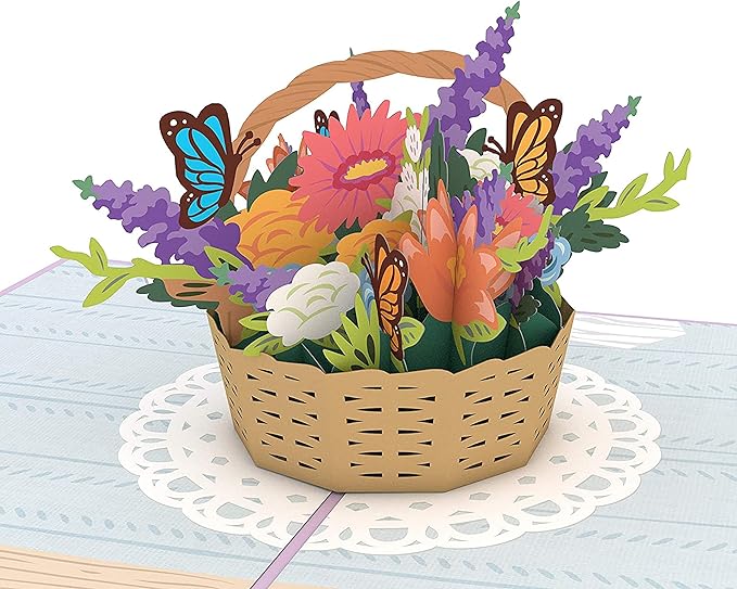 花朵篮弹出卡片 - 妈妈卡片 妻子卡片 3d 卡片 花朵卡 弹簧卡 贺卡