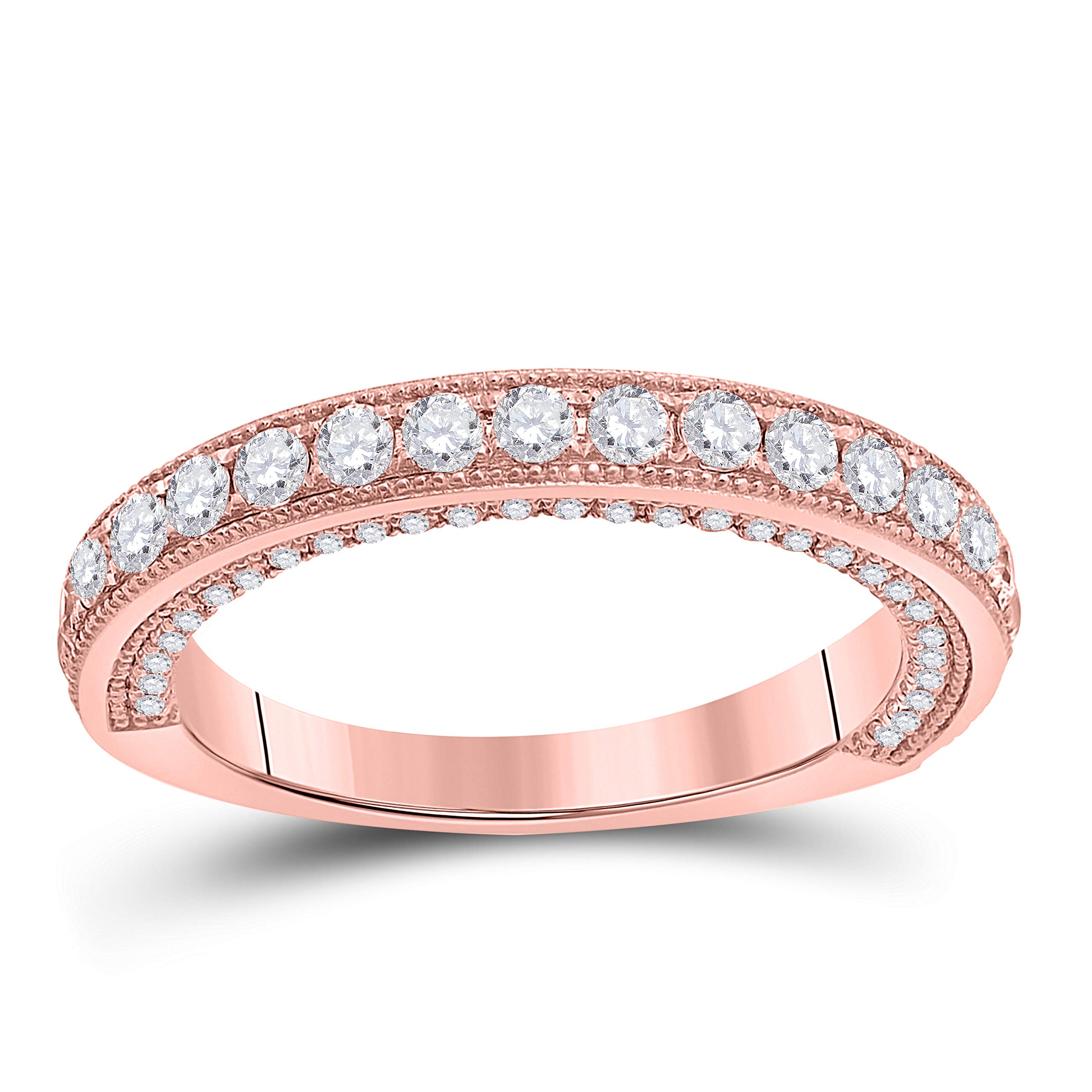 1/2 carat round cut cubic zircon women's anniversary ring 14K rose gold plated sterling silver