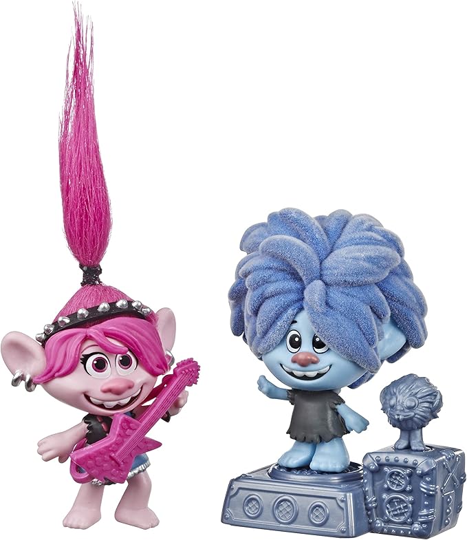 trolls dreamworks world tour rock city bobble with 2 个玩偶,1 个
