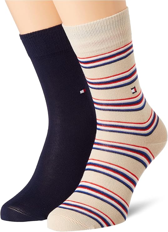 tommy hilfiger 汤美费格 中性儿童多色条纹经典袜子(2件装)