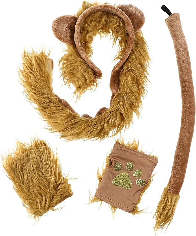 soimiss 狮子耳朵和尾巴和爪子套装狮子耳朵和尾巴套装狮子服装道具