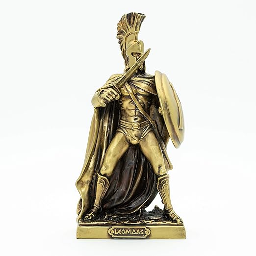 helcee 手工青铜镀金 leonidas 雕像 8 英寸