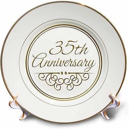 3drose Cp 1 35 周年纪念礼物金文字庆祝婚礼周年纪念日结婚纪念日结婚35 年瓷盘结婚纪念日结婚纪念日礼物 8 英寸 亚马逊中国 家居