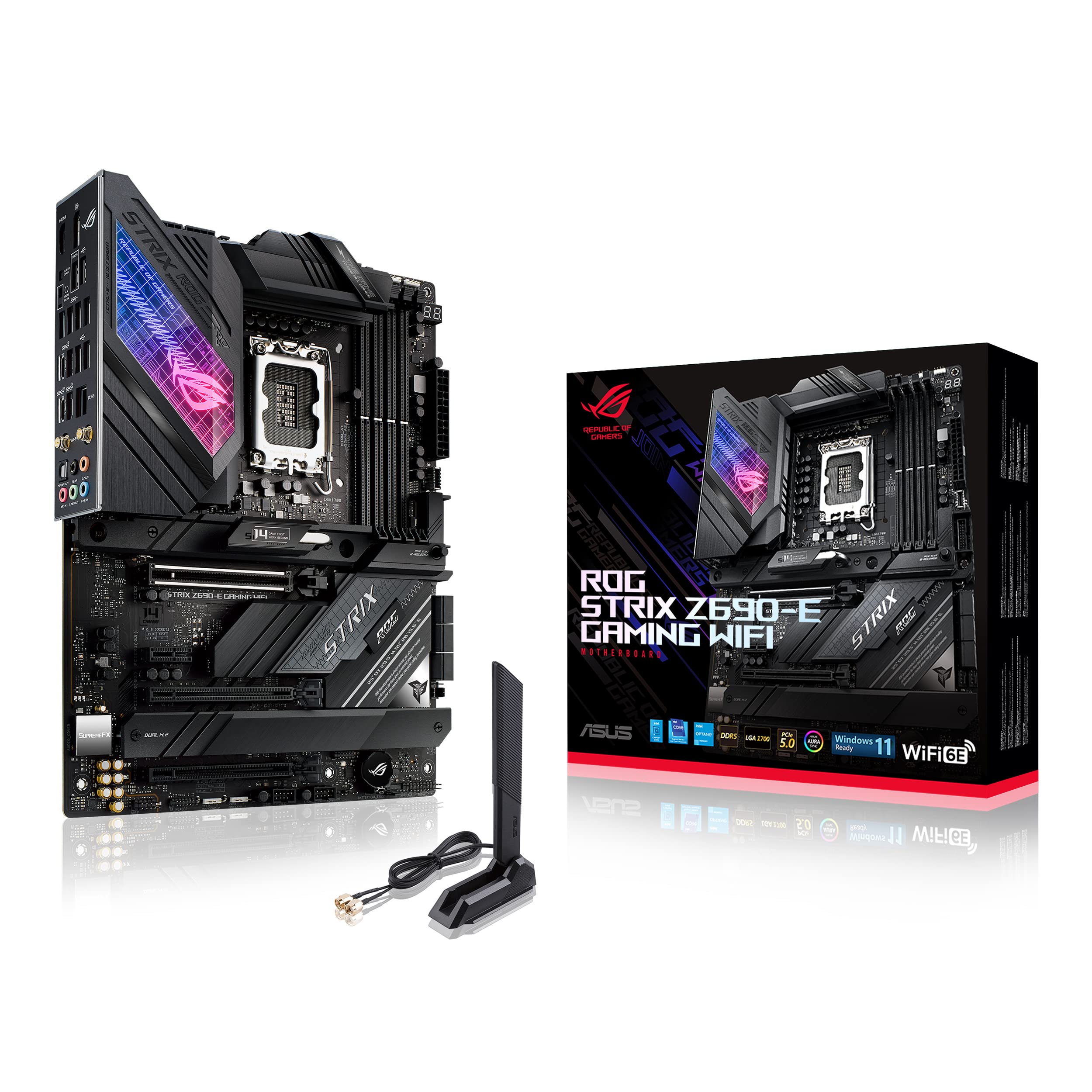 ASUS ASUS ROG Strix Z690-E Gaming WiFi 6E LGA 1700 (Intel 12th generation) ATX gaming motherboard (PCIe 5.0, DDR5, 2.5Gb LAN, Thunderbolt 4,5 XM.2,1xPCIe 5.0 M.2, ROG Hyper M.2 card, front panel USB 3