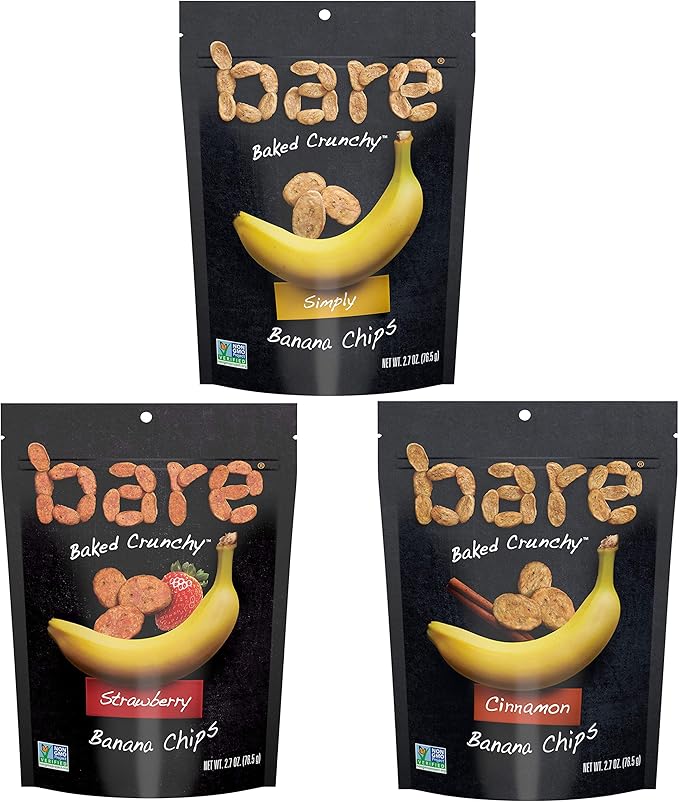 bare natural banana chips, multi serve variety pack, gluten free