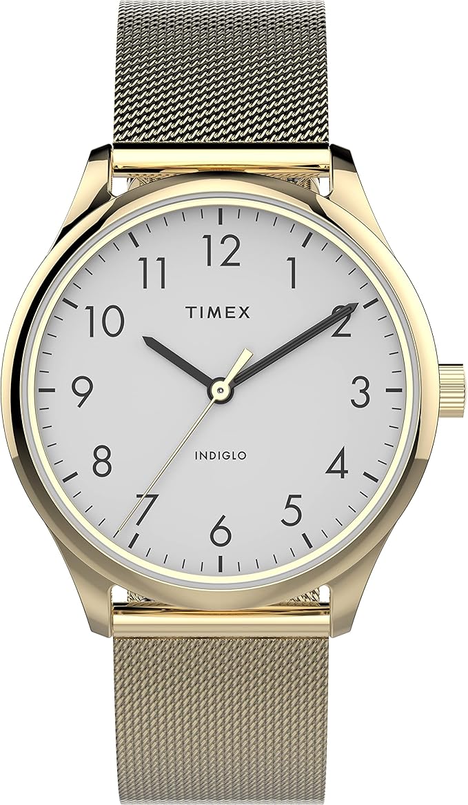 timex 天美时 女式现代 easy reader 32 毫米手表, 金色/白色网眼