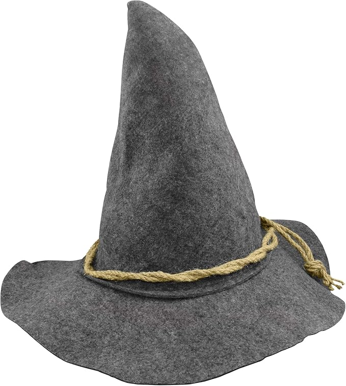 成人稻草人帽豪华毛毡慕尼黑节巫师女巫希尔比利帽子服装 灰色 one