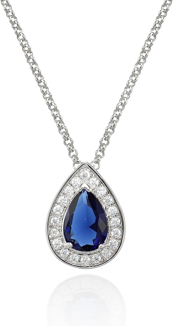 彩色女士吊坠项链,梨形宝石女士彩色宝石项链,带礼盒.