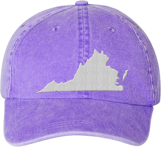 弗吉尼亚州国旗地图做旧颜料染色帽子均码 6 面板*佳新奇礼物母亲节