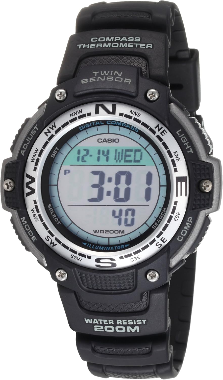 casio 卡西欧 登山系列石英方位温度运动男表 sgw-100-1vdf