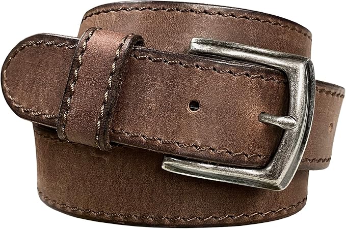 e051 复古雕刻扣正品全粒面皮革休闲牛仔裤腰带或皮带 1-1/2 英寸(38