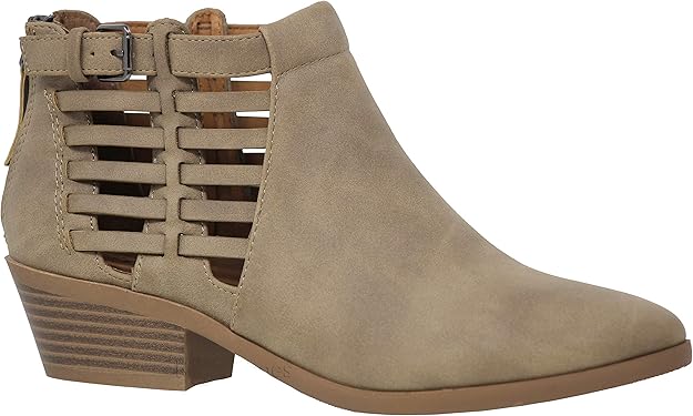 mve shoes 女式三角镂空侧粗跟短靴